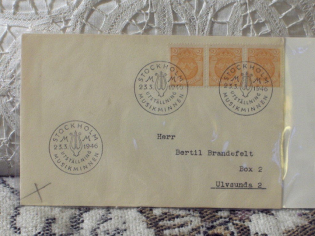 First Day Issue Cover Stamp Swedish Sweden Cancellation 1946