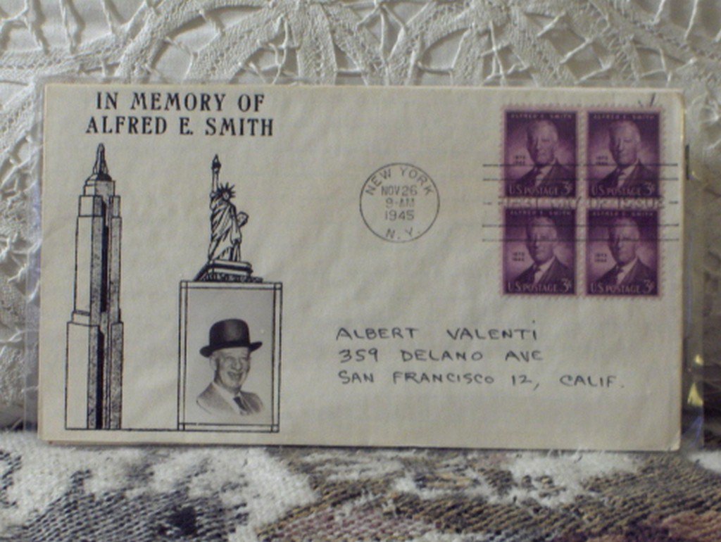 First Day Issue Cover Stamp Alfred E. Smith 1945 3c