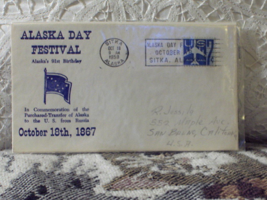 First Day Issue Cover Stamp Alaska Day Festival 1958 7c Air