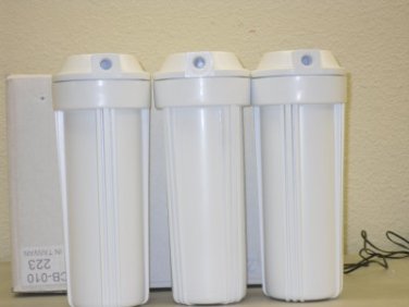 3 REVERSE OSMOSIS DRINKING WATER FILTER HOUSING white 10" STANDARD 1/4" FPNT