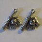 2 Silver Pewter Baseball Glove/Bat/Ball Charms (cc54)