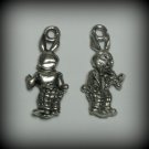 2 Silver Pewter White Rabbit Charms or Alice in Wonderland Charms (q43)