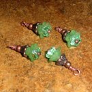 Bead Drops (c92) - Green Lucite Flowers & Copper