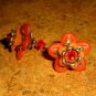 Bead Drops (b255) - Orange Lucite Flowers & Brass