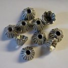 10 Antique Silver Pleated Bead Caps 8mm (bc1)