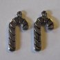 2 Silver Pewter Candy Cane Charms (cc45)