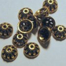 6 Antique Gold Plated 9mm Bead Caps (bcg2)