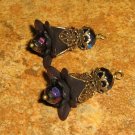 Bead Drops (b192) Midnight Blue Lucite Flowers & Brass