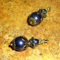 Bead Drops (b192) Midnight Blue Lucite Flowers & Brass