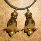 Bead Drops (b190) - Champagne Lucite Flowers & Brass