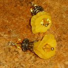 Bead Drops (b261) - Yellow Lucite Iris Flowers & Brass