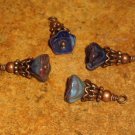 Bead Drops (c99) - Azure Glass Bell Flowers & Copper