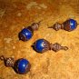 Bead Drops (c99) - Azure Glass Bell Flowers & Copper