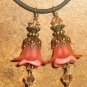 Bead Drops (b200) - Dark Salmon Lucite Flowers & Brass