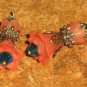 Bead Drops (b200) - Dark Salmon Lucite Flowers & Brass