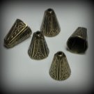2 Art Deco 10mm Oxidized Brass Cone Bead Caps (bcbvjs30bb58a)