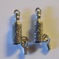 2 Silver Pewter Gin Bottle w/Dangling Tonic Charms qb85
