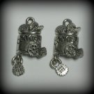 2 Silver Pewter Cookie Jar with Dangling Cookie Charms (q32)