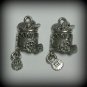 2 Silver Pewter Cookie Jar with Dangling Cookie Charms (q32)