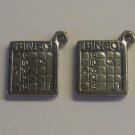 2 Silver Pewter Bingo Card Charms (qb81)