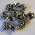 12 Antique Silver Leaf Bead Caps 10mm (bc2)