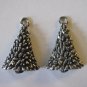 2 Silver Pewter Wolf or Fox Head Charms (m58)