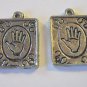 2 Silver Pewter Large Pentagram Charms (qb83)