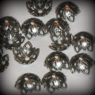 12 Sterling Silver Plated Open Tip Petal Bead Caps (bcs7vjst190)