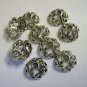 8 Antique Silver Bead Caps 10mm (bc18)