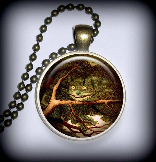 Cheshire Cat Pendant Charm, Resin Necklace, Image Pendant, Necklace