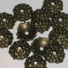 10 Antique Brass Bead Caps 12x4mm (bcb10j365d)