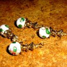 Bead Drop (g9) White Cloisonne Beads, Swarovski, Gold