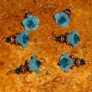 Bead Drops c110 Turquoise Blue Lucite Flowers & Copper