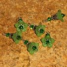 Bead Drops (b254) - Green Lucite Flowers & Brass