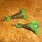 Bead Drops (b151) Lime Green Lucite Flowers & Brass