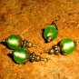 Bead Drops (b151) Lime Green Lucite Flowers & Brass