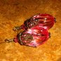 Bead Drops (b236) - Pink Lucite Flowers & Brass