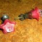 Bead Drops (b236) - Pink Lucite Flowers & Brass
