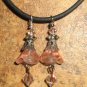 Bead Drops (s99) - Pink Czech Glass Flowers and Antique