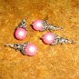 Bead Drops (s99) - Pink Czech Glass Flowers and Antique