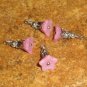 Bead Drops (s99) - Pink Czech Glass Flowers and Antique