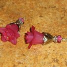 Bead Drops (g35) - Cranberry Lucite Flowers & Gold