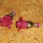 Bead Drops (g35) - Cranberry Lucite Flowers & Gold