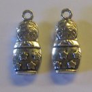 2 Silver Pewter Matryoshka/Russian Doll Charms (m72)