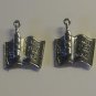 2 Silver Pewter Wine Menu and Wine Bottle Charms (qb82)
