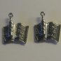 2 Silver Pewter Wine Menu and Wine Bottle Charms (qb82)