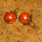 Bead Drops (b225) Orange Glass Pearls & Antiqued Brass