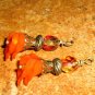 Bead Drops (b225) Orange Glass Pearls & Antiqued Brass