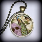 Lavender Peacock Pendant in Brass, Pendant Charm, Necklace Pendant (p78)