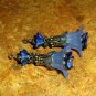 Bead Drops (b268) Navy Lucite Trumpet Flowers, Czech Glass Beads & Antique Brass